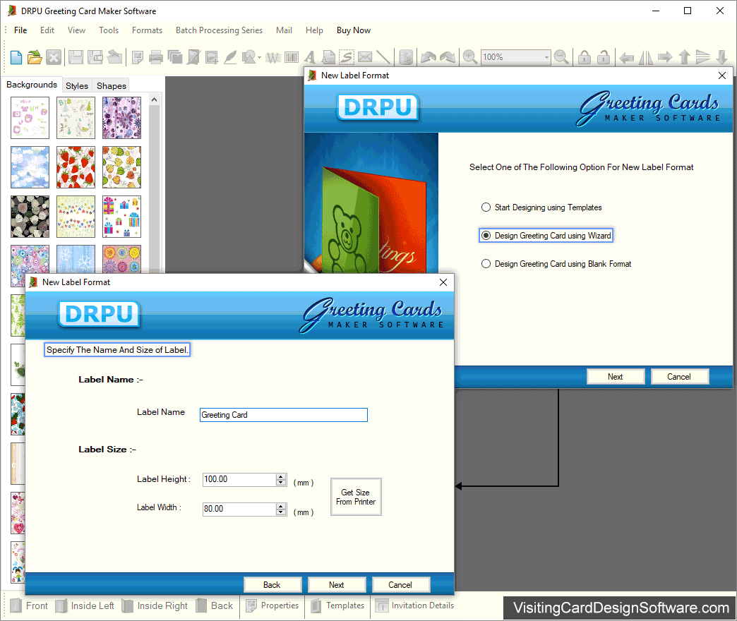Design Greeting Cards using Wizard