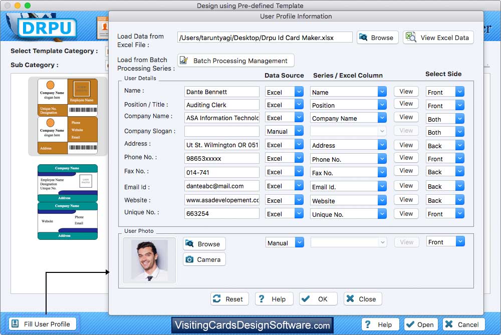 Select Excel Column