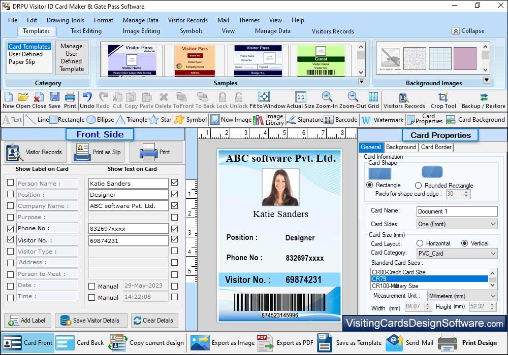 Visitor ID Card Design Software