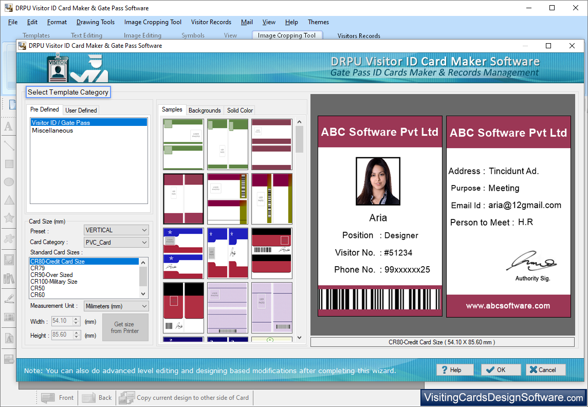 Visitor ID Card Design Software